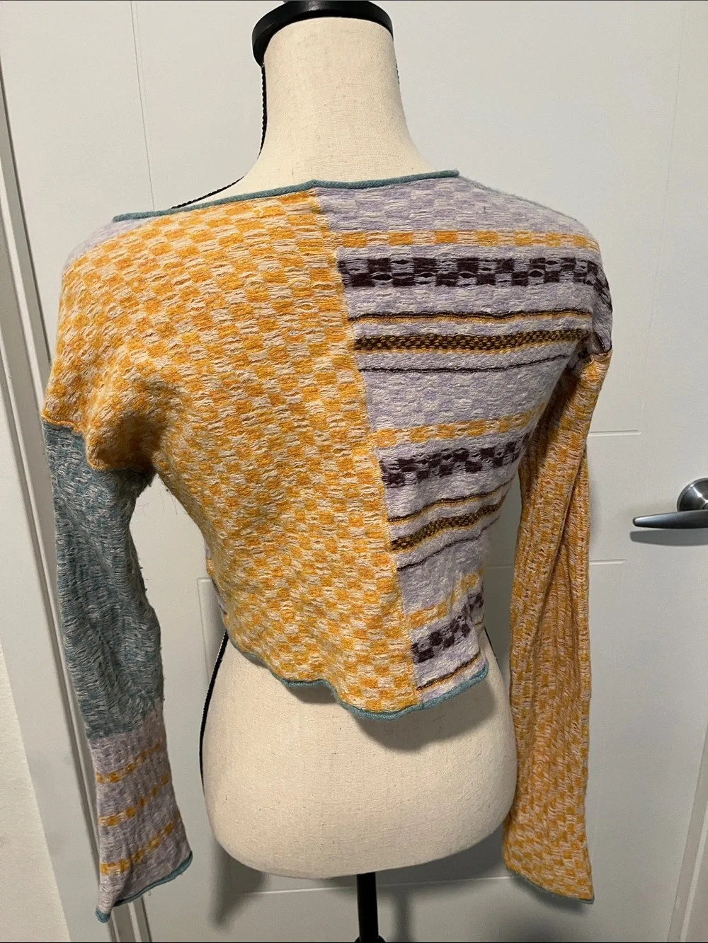 Free People Multicolor Design Bohemian Front Button Cropped Cardigan Sweater
